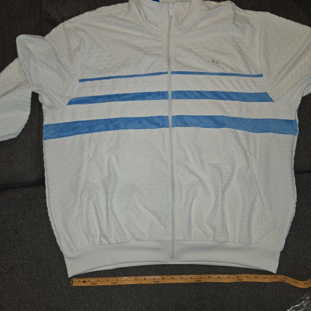Mens Adidas Textured Monogram Tracksuit White/Blue XL/ Forum Sneaker Combo Sz 12 - Picture 9 of 17